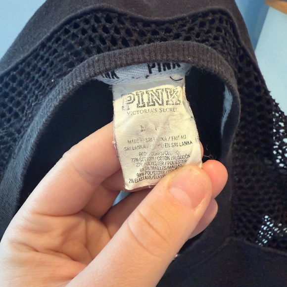 Vintage PINK Victoria's Secret Black Mesh Sleeve Sweatshirt - Picture 5 of 5